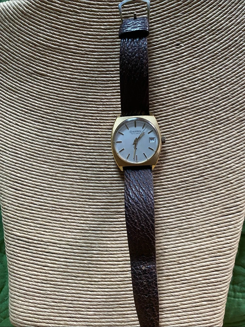 Men's Gold-Tone Automatic Watch with Brown Leather Strap